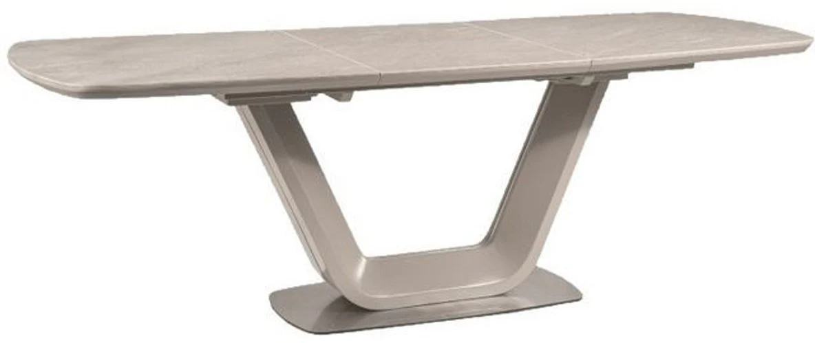 Luxury ceramic dining table gray / silver 160-220 x 90 x H. 76 cm - Extendable kitchen table - Dining room furniture