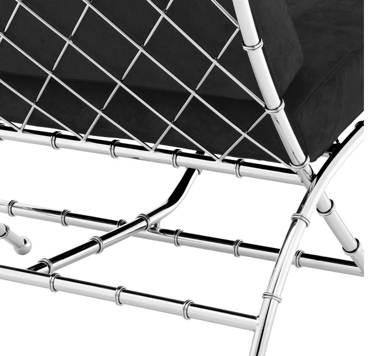 Luxury folding chair silver / black 75 x 81.5 x H. 92 cm - luxury furniture