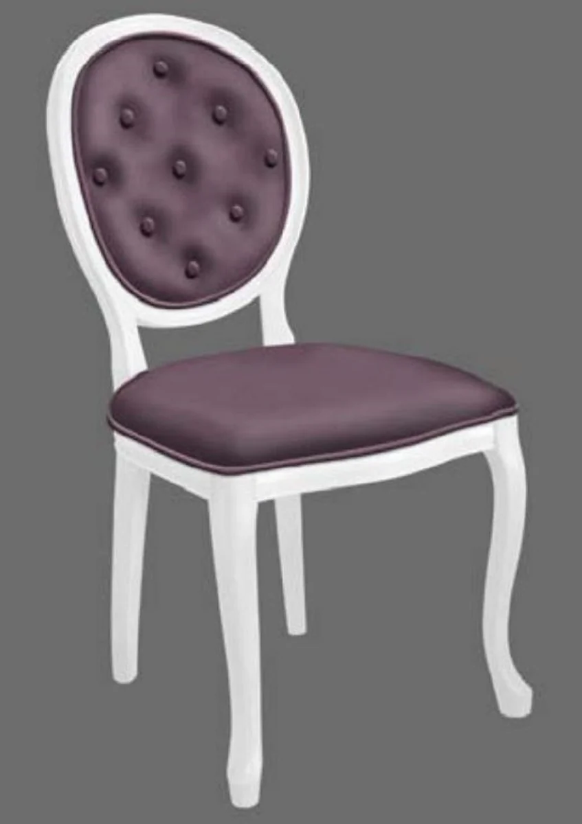 Baroque dining room chair purple / white - handmade antique style chair - dining room furniture in baroque style