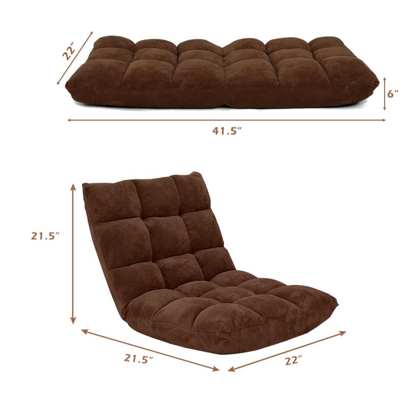 Memory Foam Floor Chair, 14-Position Adjustable Folding Gaming Sofa Chair with Back Support, Chaise Lounge Sofa Bed Recliner