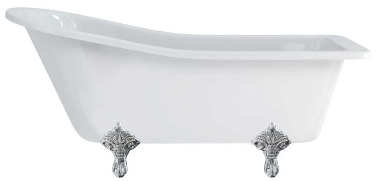 Luxury Art Nouveau bathtub white / silver 169 x 73 x H. 77 cm - Freestanding retro acrylic bathtub - Retro bathroom furniture