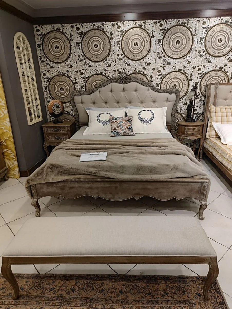 Pompöös by Luxury Baroque Double Bed Provence Gray / Antique Gray - Designed by Harald Glööckler