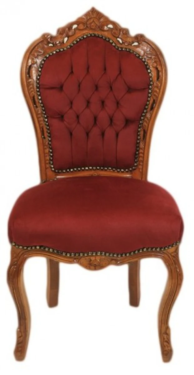 Baroque Dining Room Chair Bordeaux / Brown - Antique Furniture