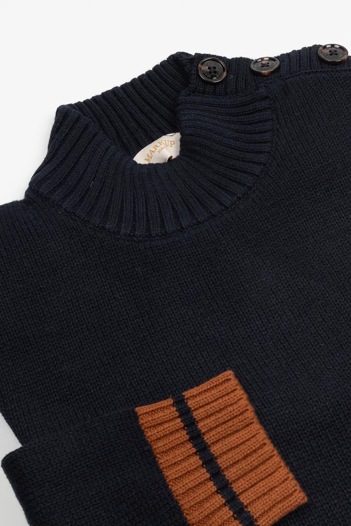 Rivera-Spain Marineblauer Markup-Pullover mit Knöpfen