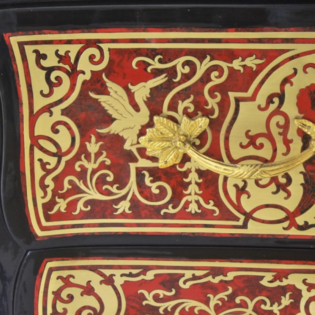 Baroque Boulle chest of drawers black / gold / red 130cm - furniture cabinet sideboard
