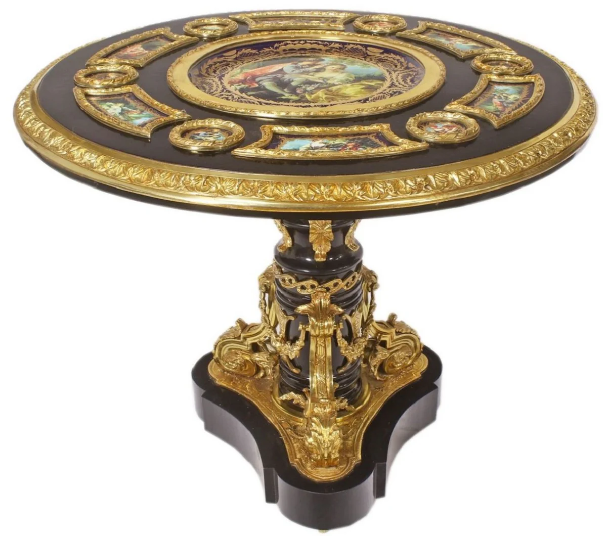 Baroque dining table black / multicolored / gold - magnificent solid wood dining room table in baroque style - baroque dining room furniture - noble and magnificent