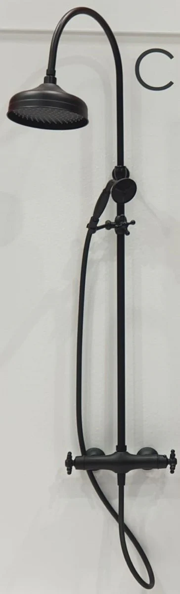 Luxury bathroom shower set black H. 111-138.5 cm - shower set with overhead shower and hand shower - bathroom accessories - luxury quality - Made in Italy