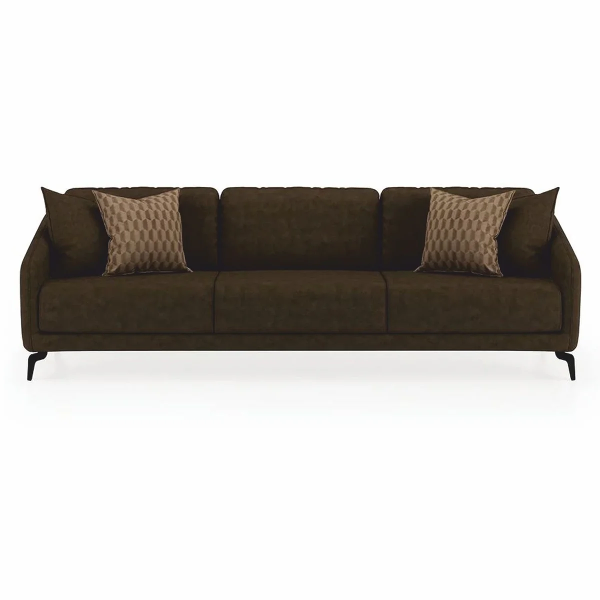 Luxus Sofa Dunkelbraun / Schwarz 255 cm - Wohnzimmer & Hotel Möbel