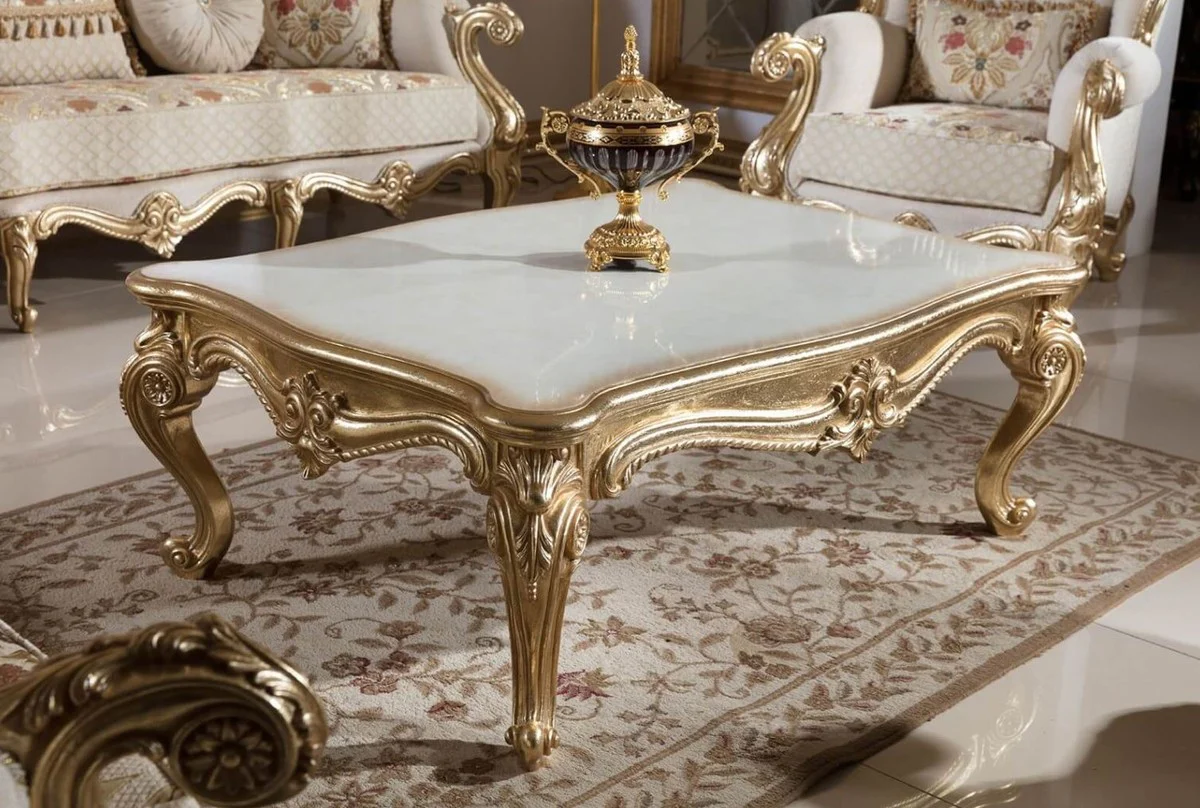 Luxus Barockstil Wohnzimmer Möbel Set Grau / Weiß / Gold
