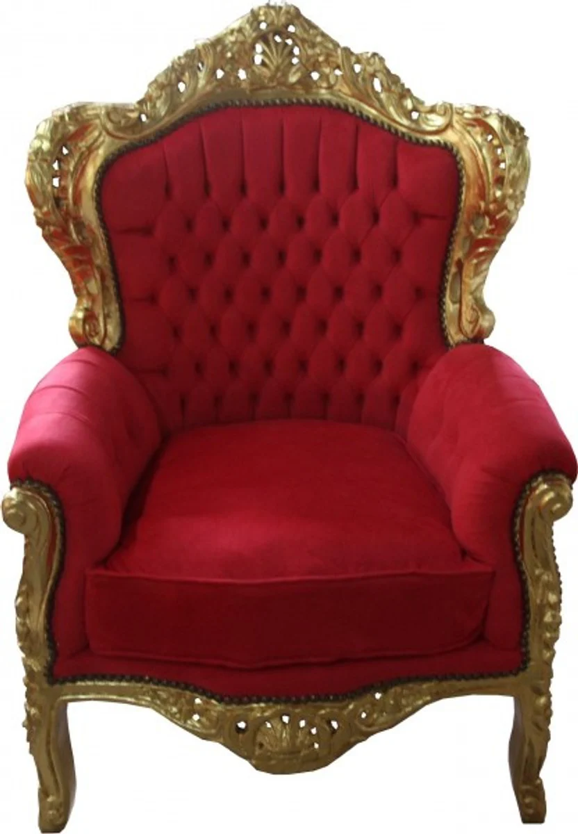 Barock Sessel King Rot / Gold Mod2 - Möbel im Antikstil