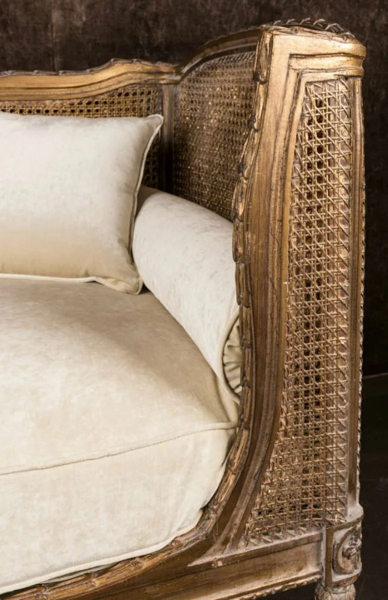 Luxury baroque sofa with cushions brown / ivory 187 x 89 x H. 103 cm - handmade sofa in antique style - living room furniture