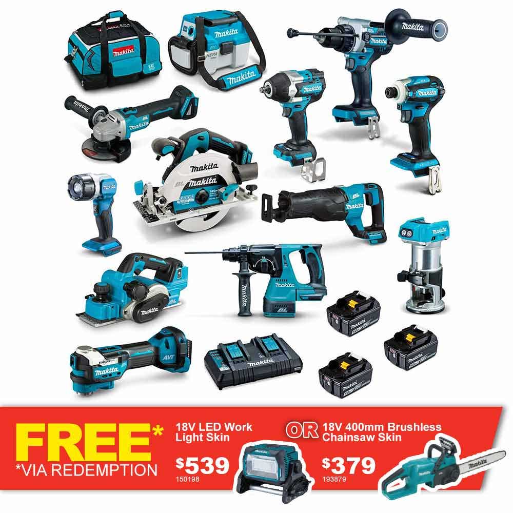 MAKITA 18V Brushless 12 Stück 3 x 5.0Ah Combo Kit DLX1202TX1