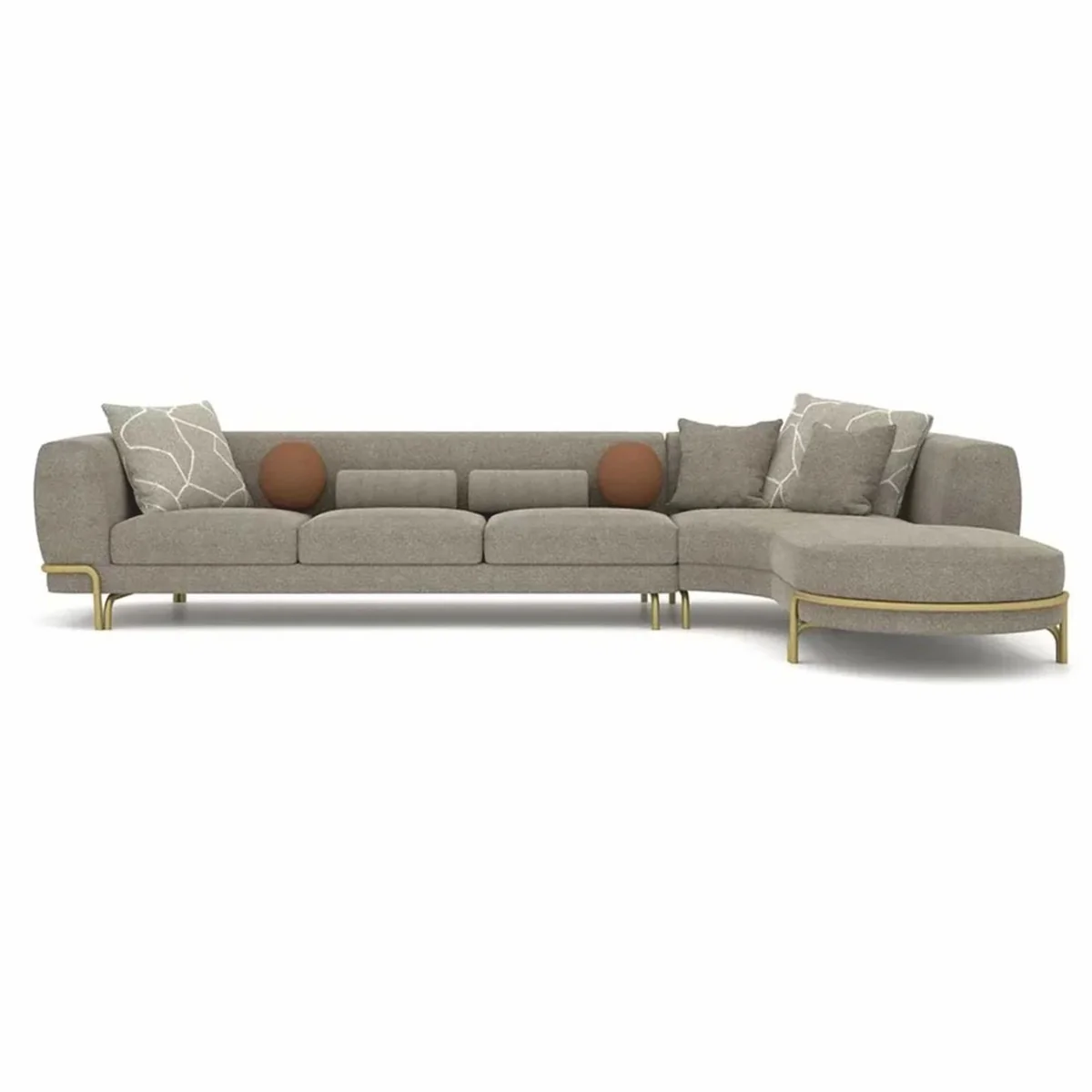 Luxus Ecksofa Grau / Messing 390 cm - Wohnzimmer & Hotel Möbel