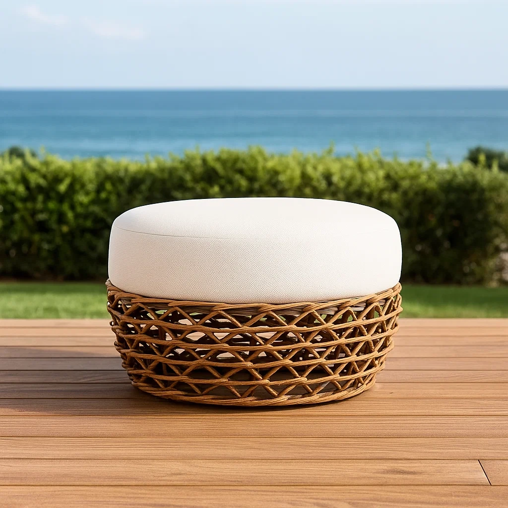 Gartenhocker, braun, aus Webstoff, für Terrasse oder Garten, Durchmesser 63 x Höhe 34 cm