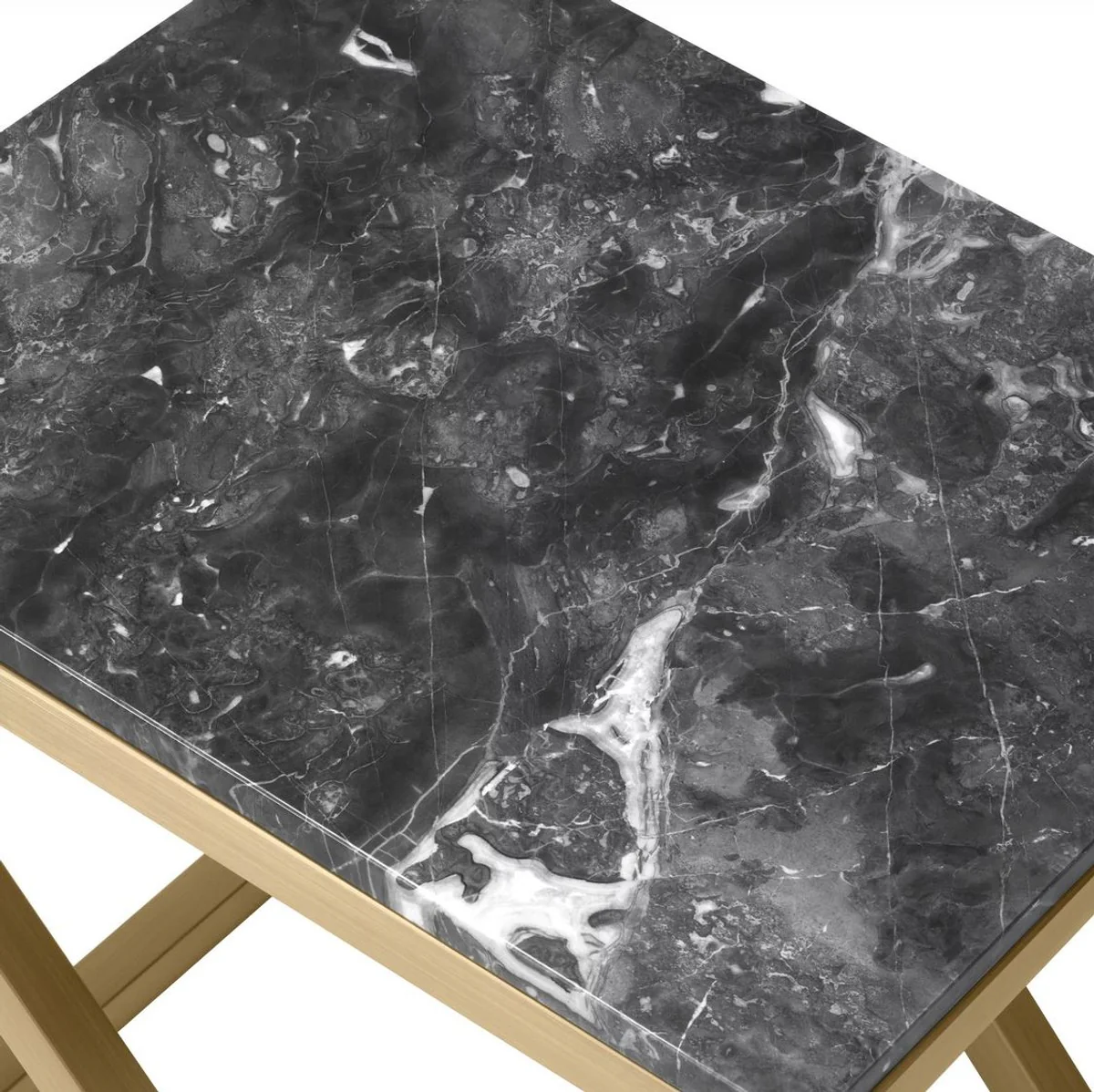 Luxury side table brass / gray 56 x 46 x H. 59 cm - Rectangular stainless steel table with marble top - Living room furniture - Luxury furniture - Luxury furnishings - Living room furnishings
