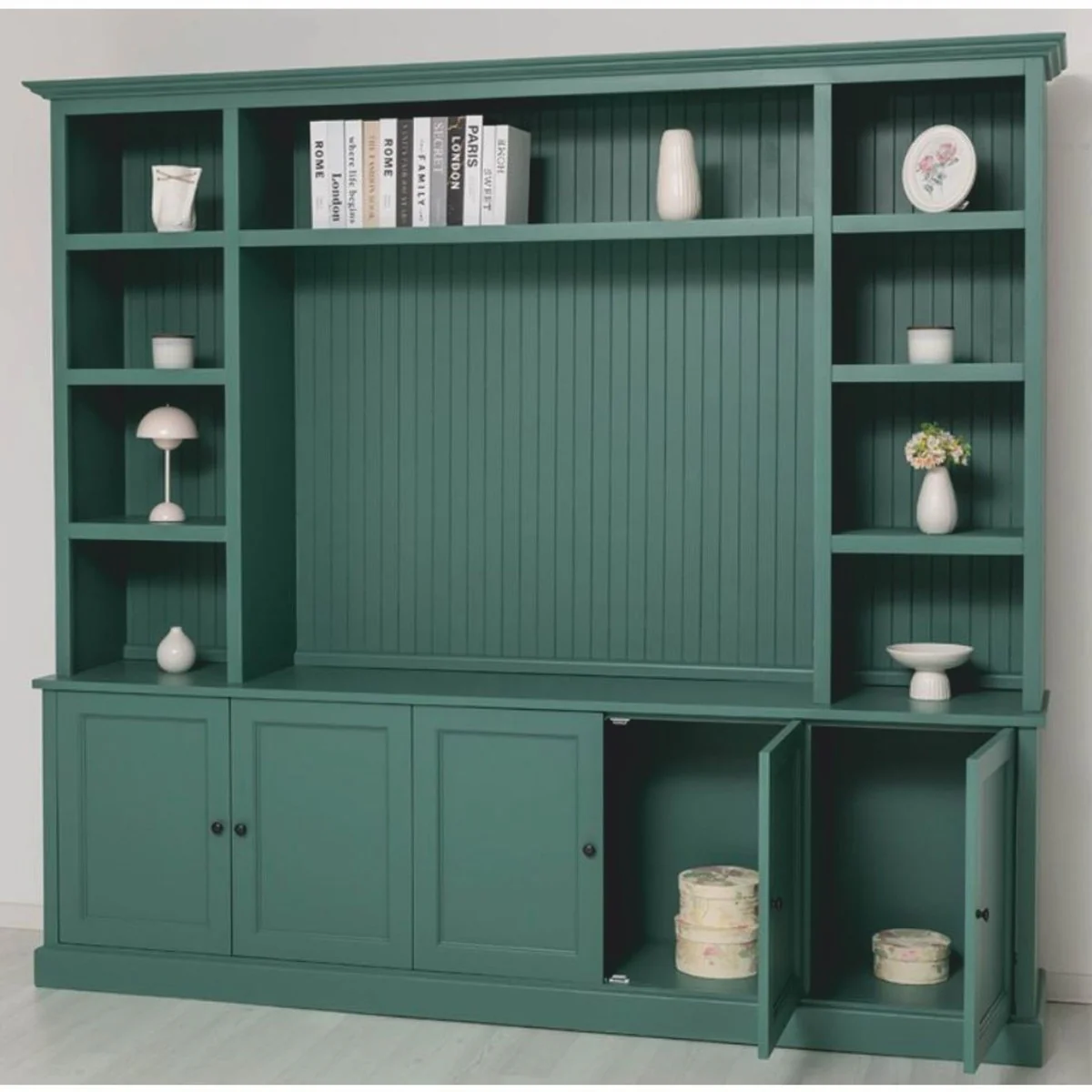 Country house style bookcase green 254 cm - country house style furniture