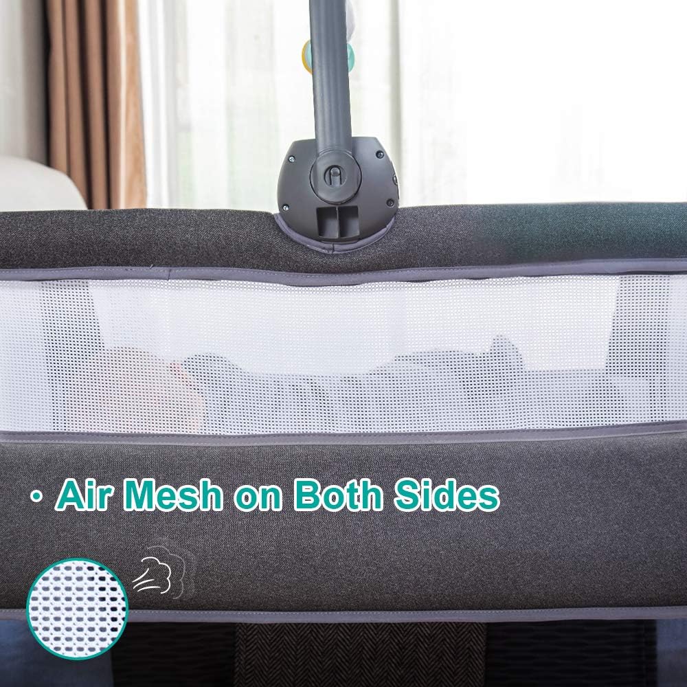 Baby-Nachtbett-Babywiege, bestes Bettbett für Neugeborene, tragbarer Schlafwagen für sichereres gemeinsames Schlafen, Bettbett plus Hängefigur, Musik und eingebaute Räder – Mädchen, Jungen, Unisex