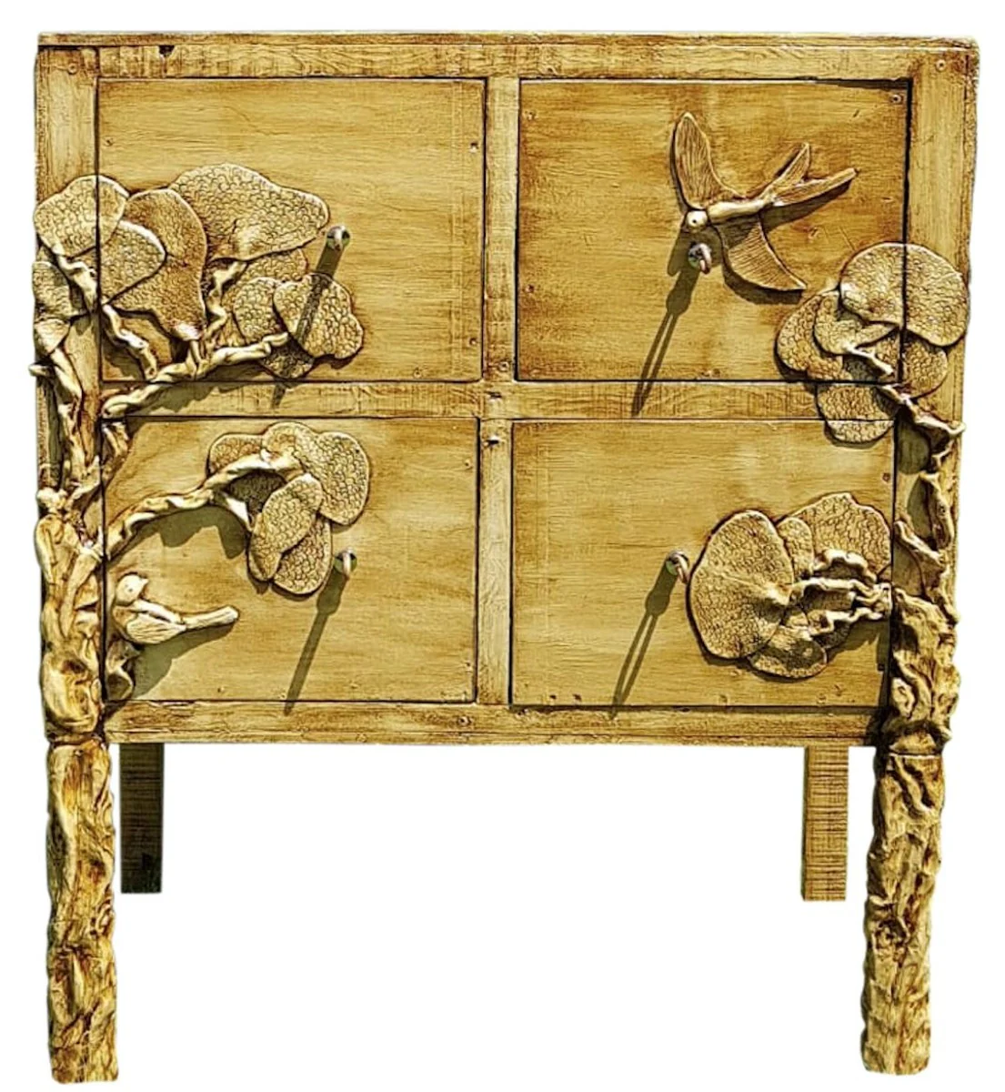 Luxury country house style chest of drawers antique natural colors - handmade solid wood cabinet with 4 drawers - country house style furniture