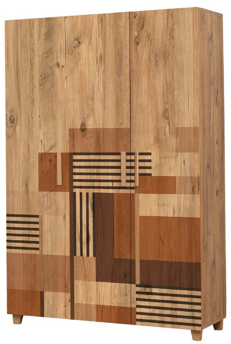 Luxury bedroom wardrobe natural colors / brown 120 x 48 x H. 189 cm - solid wood wardrobe with 3 doors - bedroom furniture - hotel furniture - luxury furniture