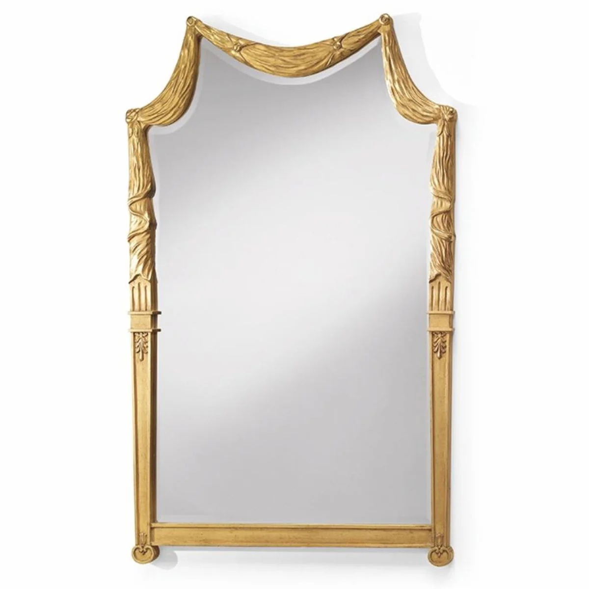 Luxury baroque solid wood mirror antique gold H. 135 cm - Made in Italy