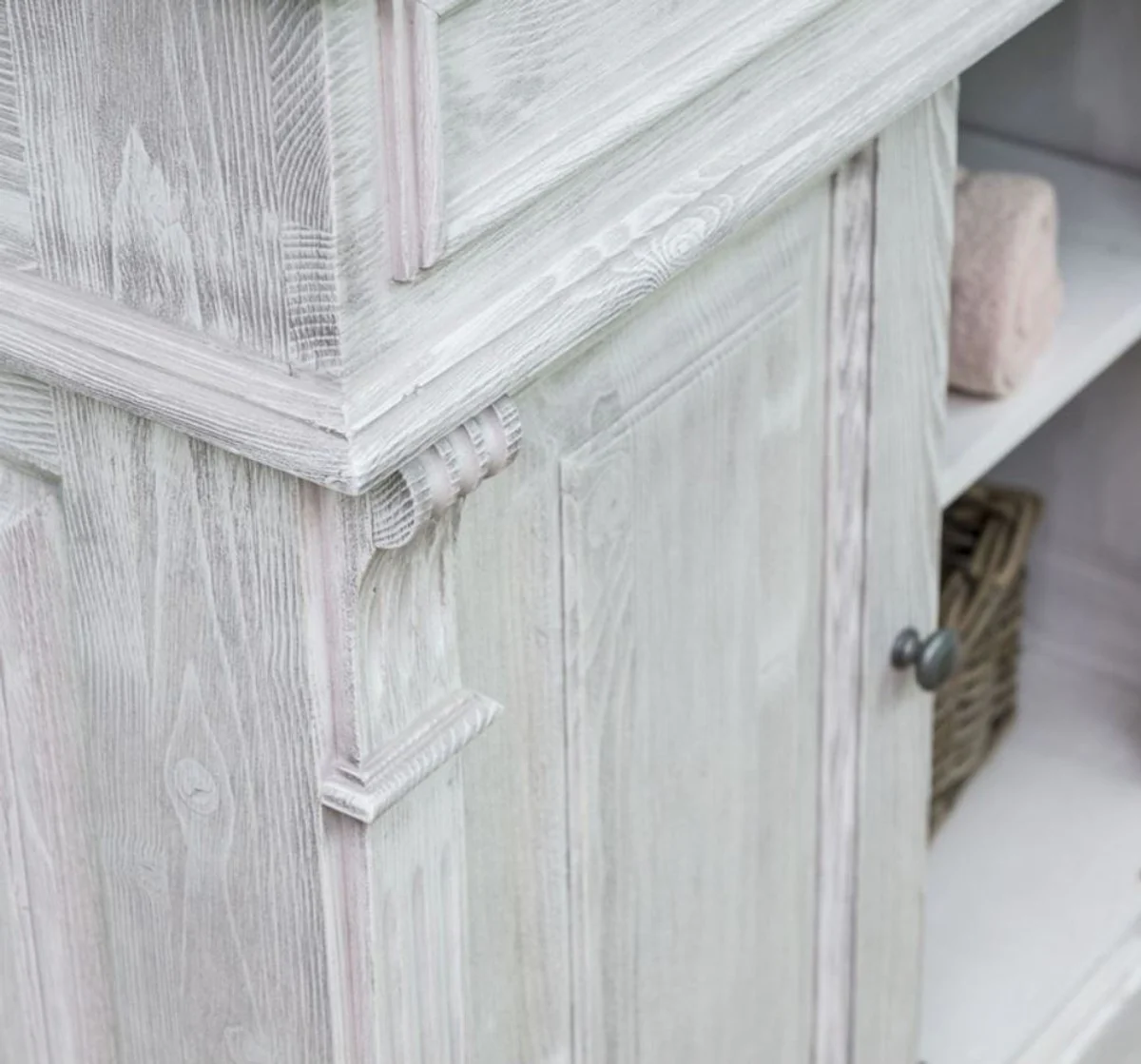 Country house style bathroom set light gray / dark gray - 1 washbasin & 1 wall mirror - solid wood bathroom furniture in country house style