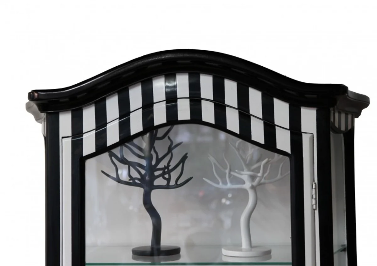 Baroque display cabinet in black/white stripes - display cabinet - living room cabinet