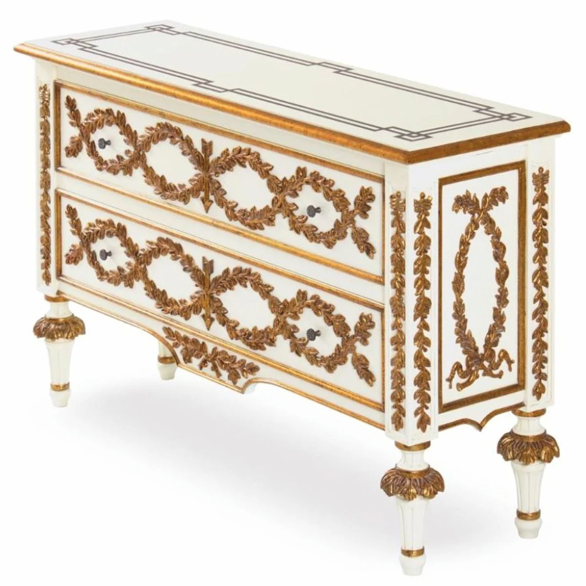 Luxury Baroque chest of drawers ivory / gold 135 cm - Baroque furniture