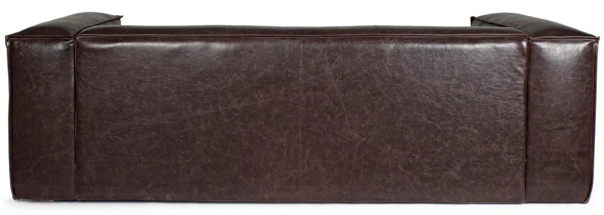 Luxury faux leather sofa dark brown 224 x 99 x H. 67.5 cm - living room sofa - living room furniture - faux leather furniture - luxury furniture - luxury furnishings