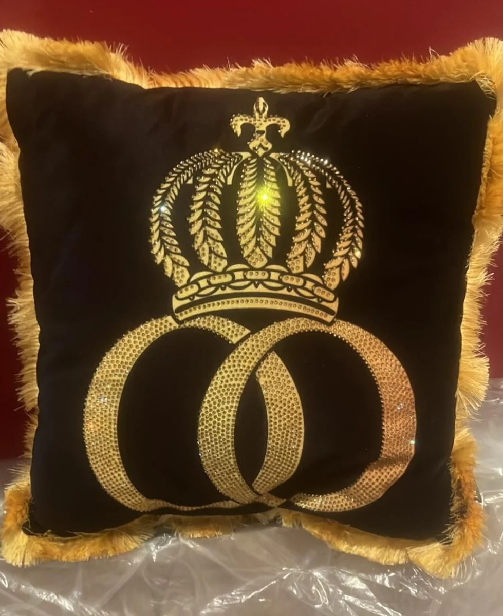 Harald Glööckler Luxus Kissen Pompöös by Krone Schwarz / Gold 50 cm