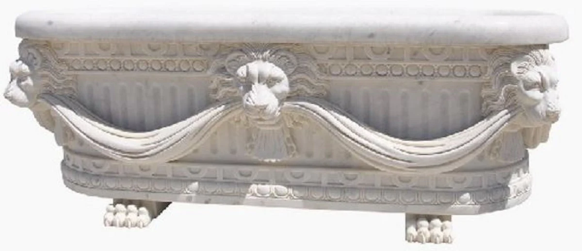 Luxury Baroque Bathtub Lion Head White 180 cm - Freestanding Marble Bathtub - Bathroom Accessories - Elegant & Magnificent