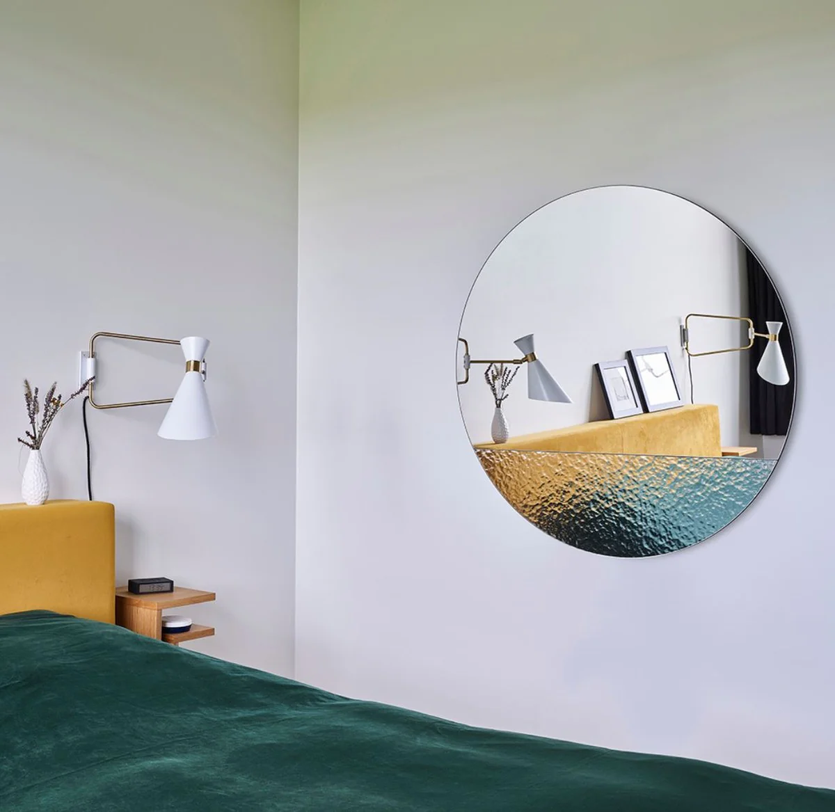 Luxury wall mirror Ø 96 cm - Round mirror with structured surface - Living room mirror - Cloakroom mirror - Luxury quality