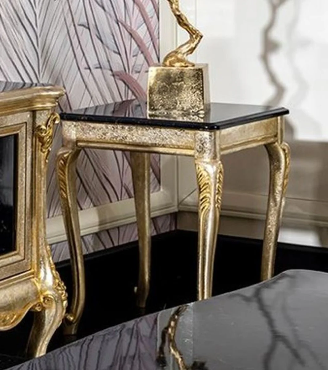 Luxury Baroque side table black / silver / gold H. 60 cm - Baroque furniture