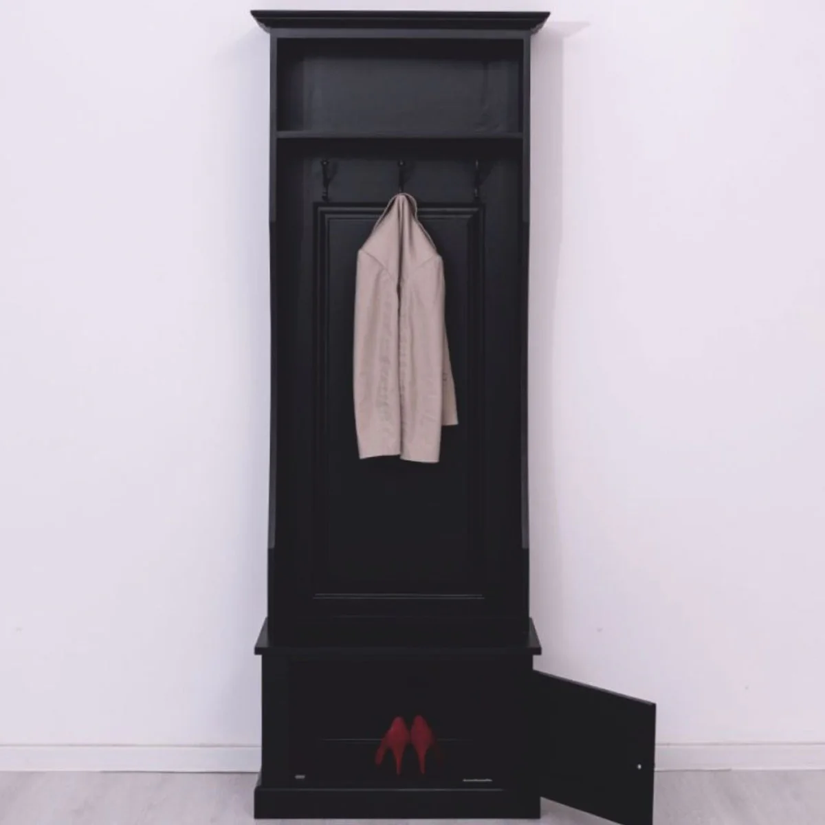 Country house style wardrobe black 80 x H. 210 cm - wardrobe furniture