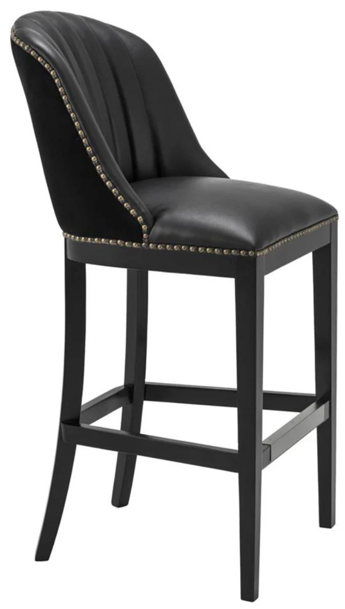 Bar chair black 49.5 x 61 x H. 115 cm - luxury bar stool with backrest