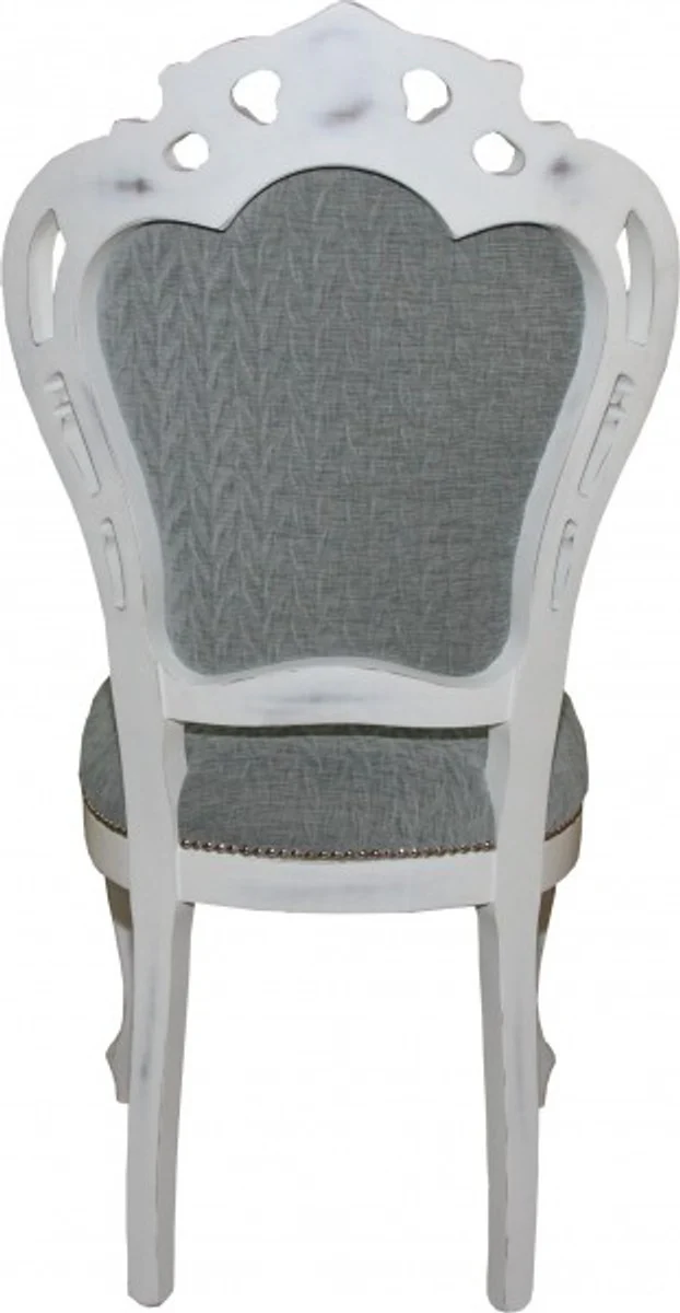 Baroque dining room chair without armrests gray / antique white - designer chair - luxury quality