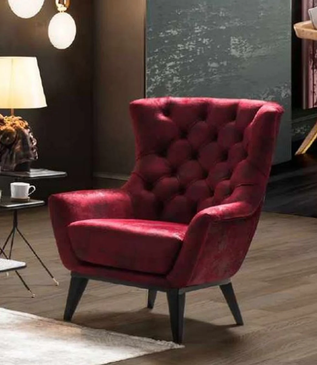 Luxury Chesterfield armchair Bordeaux red / black 85 x 85 x H. 95 cm - Living room armchair - Chesterfield living room furniture
