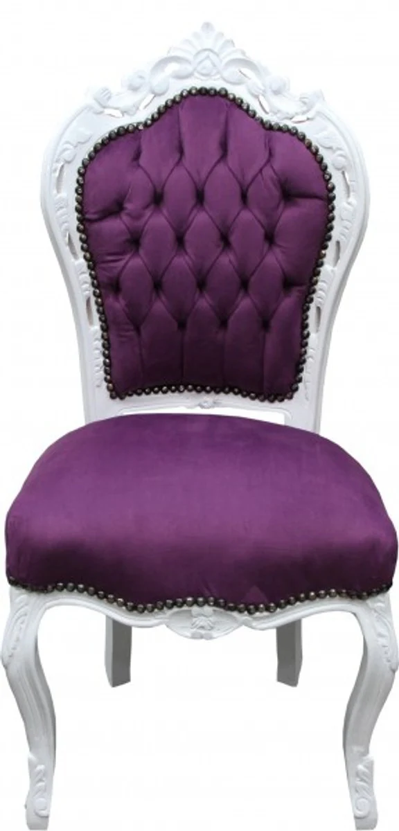 Baroque dining room chair purple/white - antique style