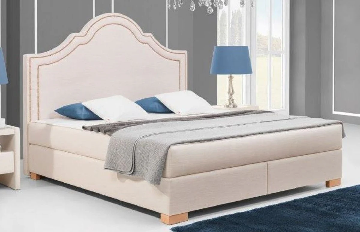 Art Nouveau double bed pink / natural colors - Various sizes - Art Nouveau solid wood bed with headboard - Art Nouveau box spring bed - Art Nouveau bedroom furniture