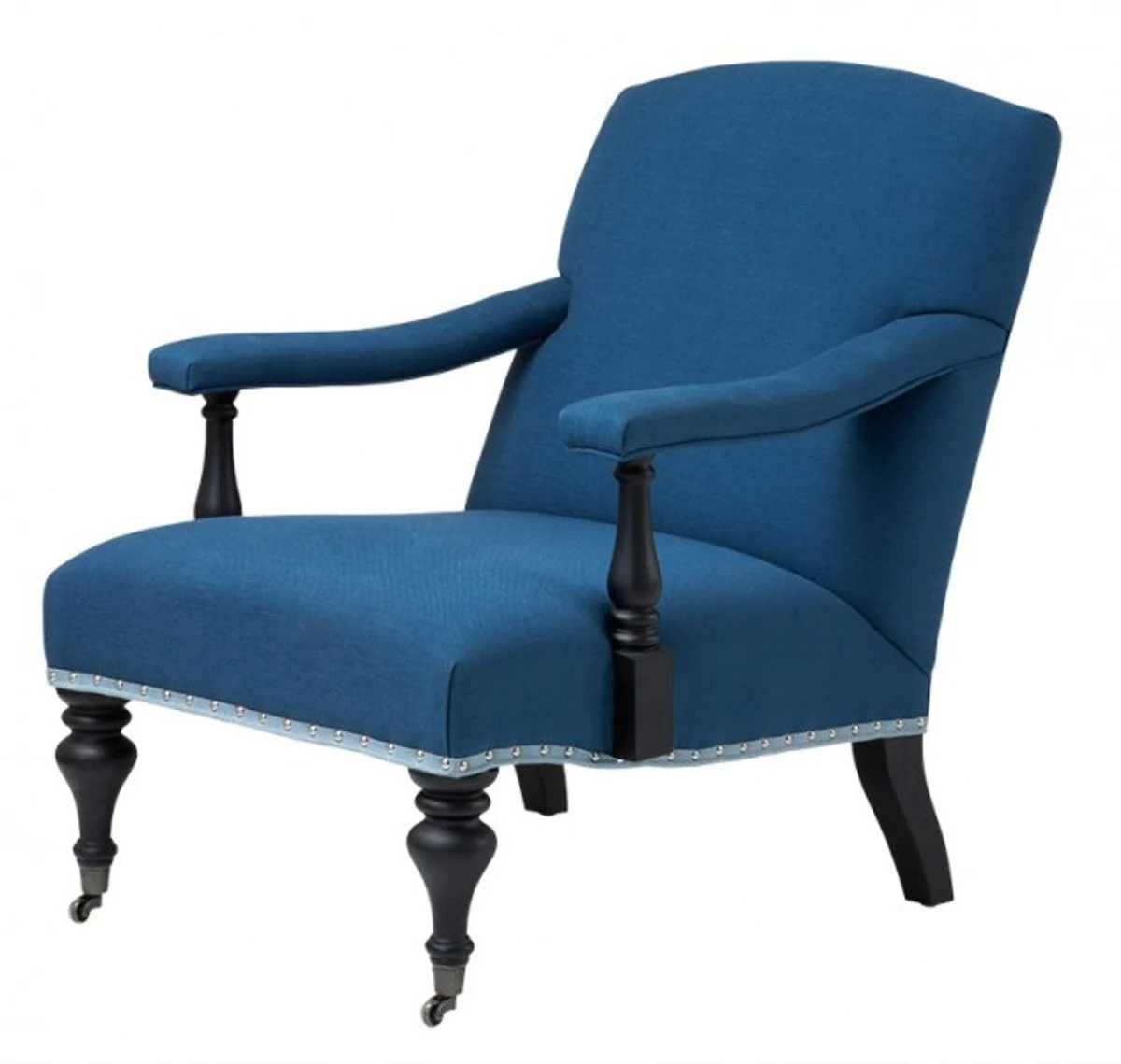 Luxus Barock Salon Sessel Blau/Schwarz aus der Luxus Kollektion von - Hotel Cafe Restaurant Möbel Einrichtung