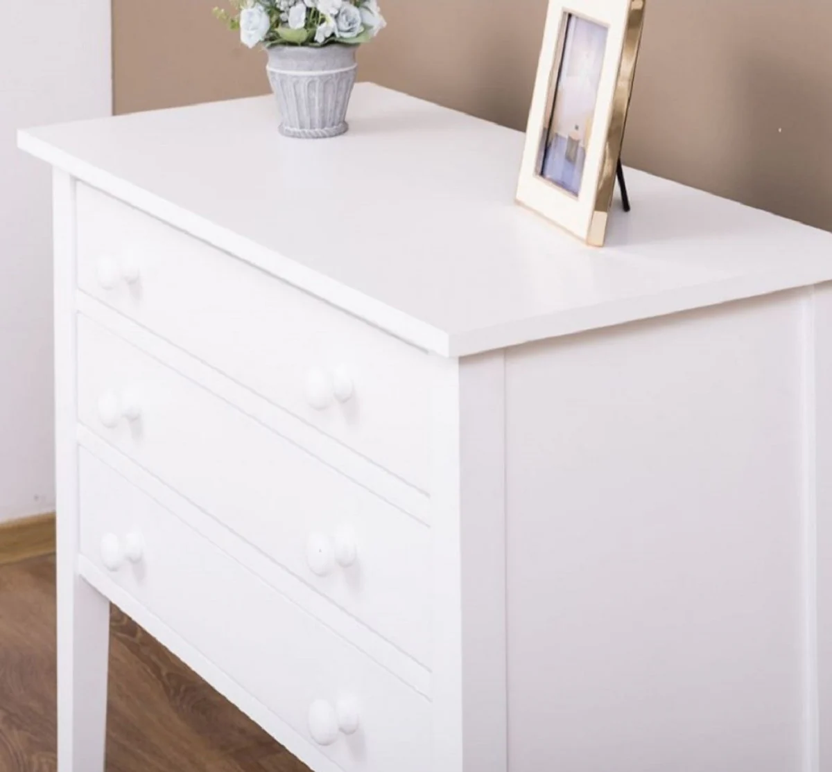 Country house style solid wood chest of drawers with 3 drawers white 80 x 41 x H. 75 cm - country house style furniture