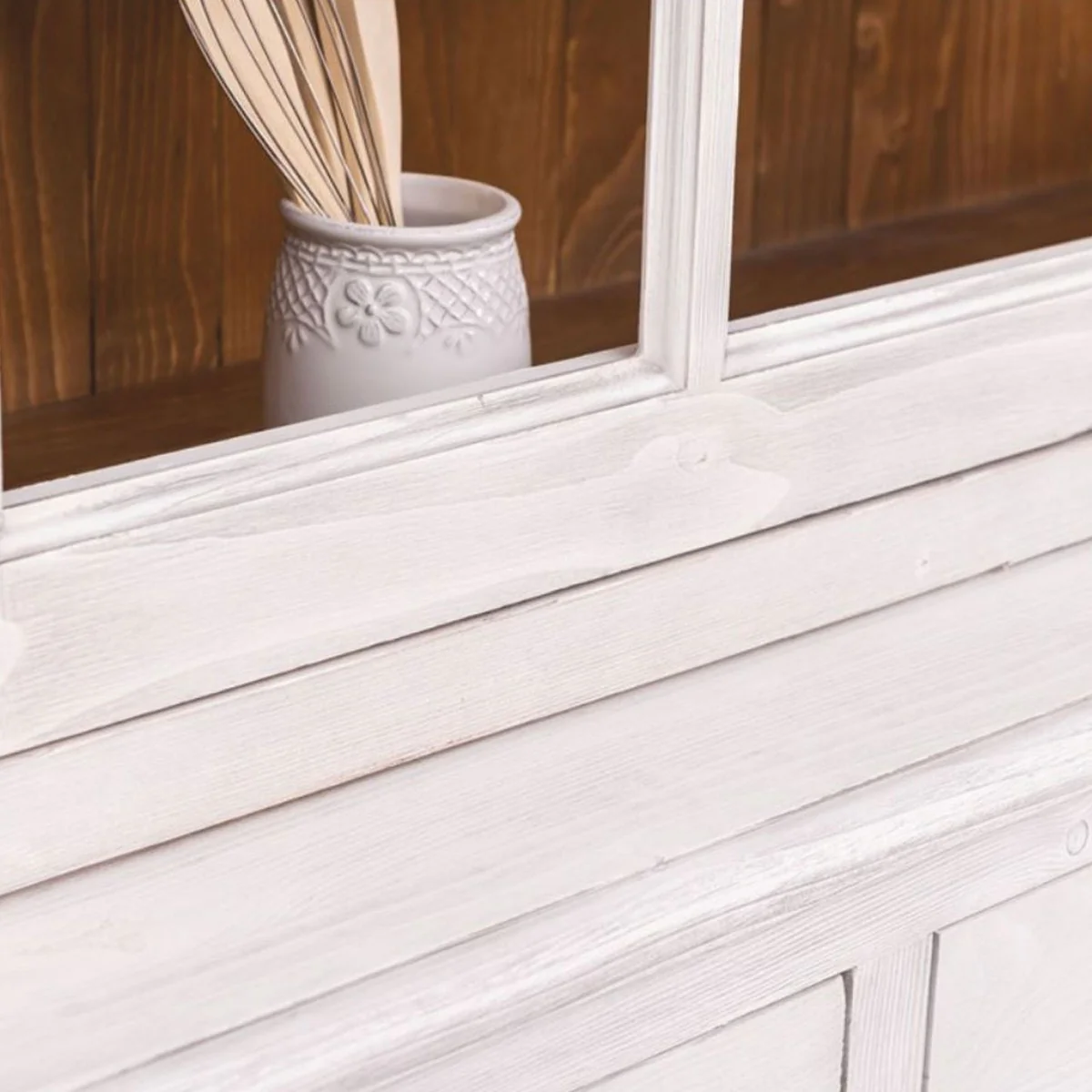 Country house style dining room cabinet light gray / brown 245 cm - dining room furniture