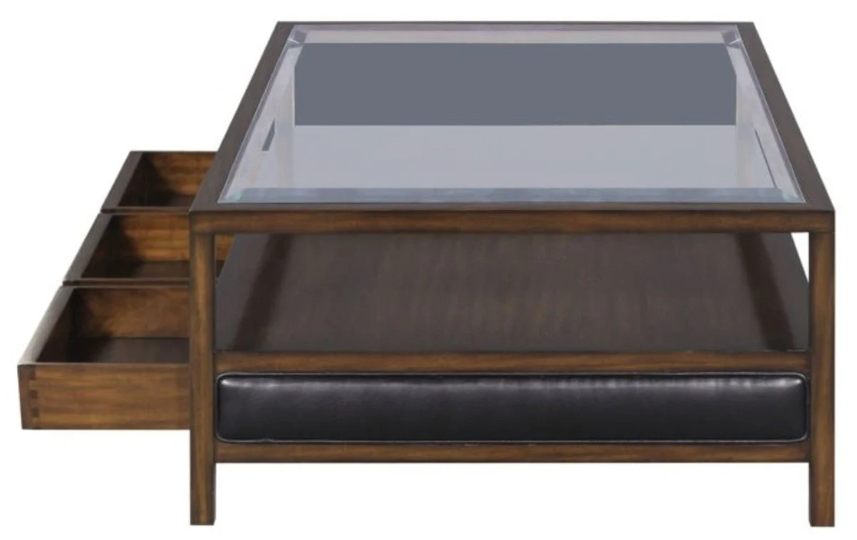 Luxury coffee table brown / black 120 x 80 x H. 41 cm - mahogany living room table with 3 drawers
