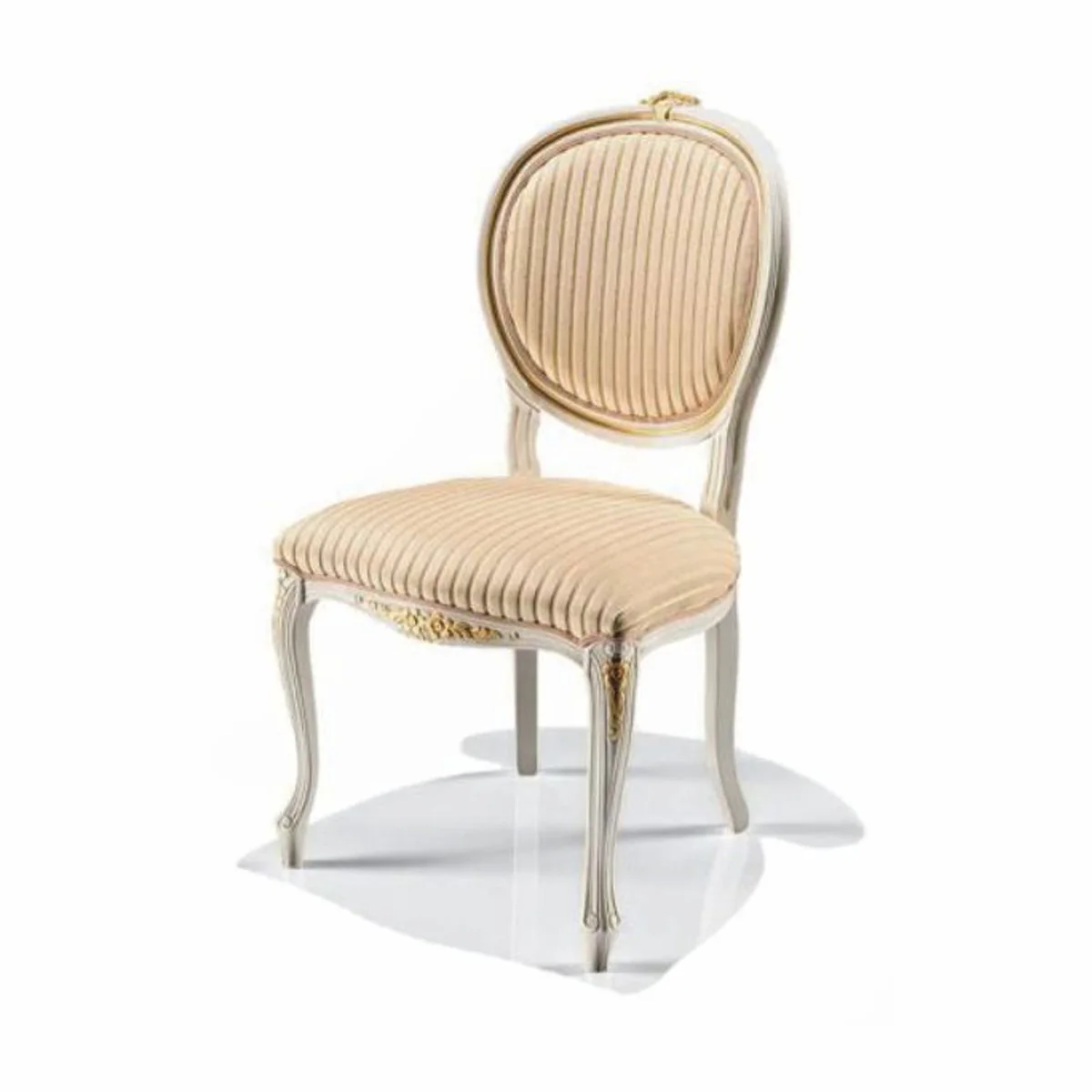 Luxus Barock Esszimmer Stuhl Beige / Elfenbein / Gold - Barock Möbel - Made in Italy