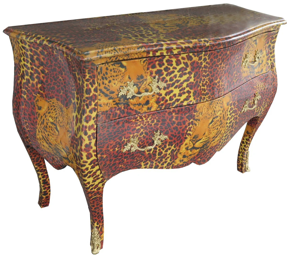 Baroque chest of drawers Leopard with golden metal applications 123 cm Mod4- Baroque furniture