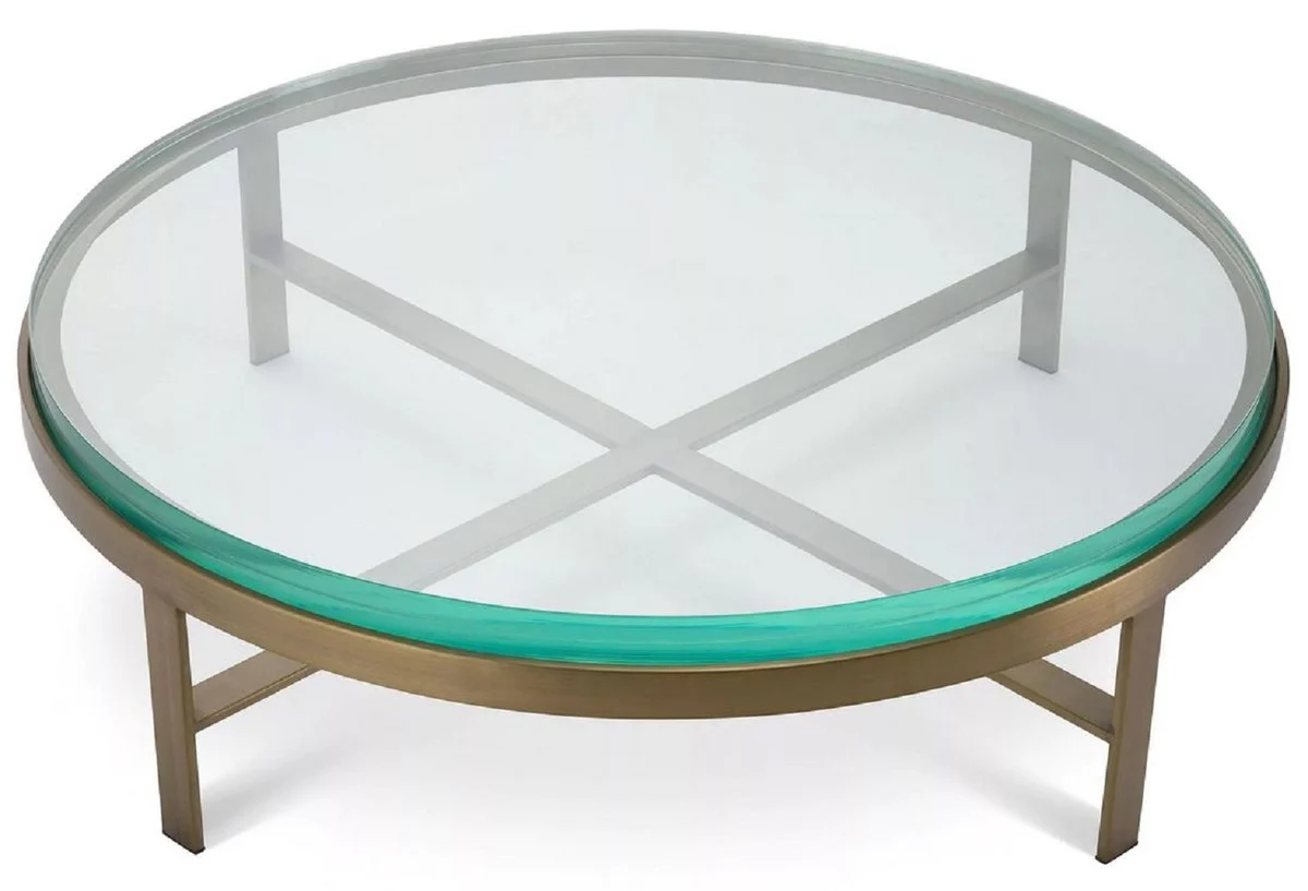 Luxury coffee table brass Ø 97.5 x H. 30 cm - Round living room table with glass top - Living room furniture - Luxury furniture - Living room furnishings - Luxury furnishings