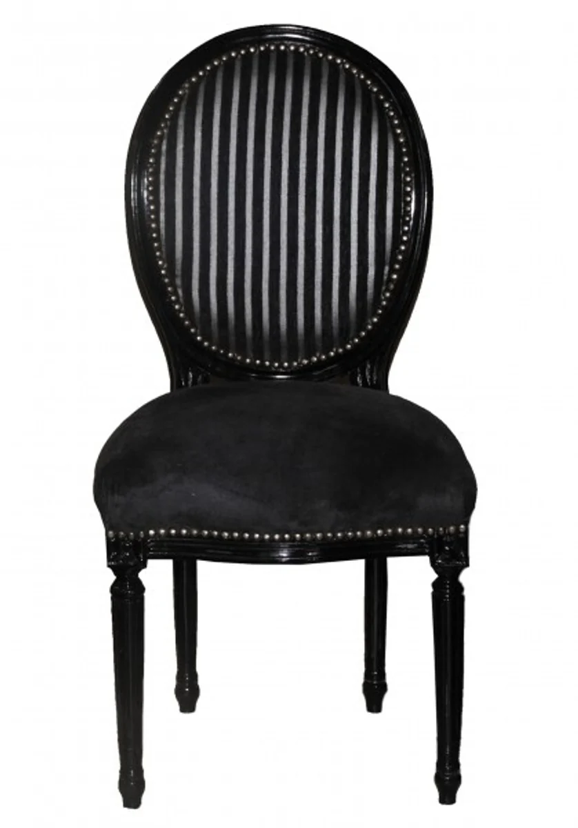 Baroque Dining Chair Black / Black / Gray Stripes Mod2 / Round