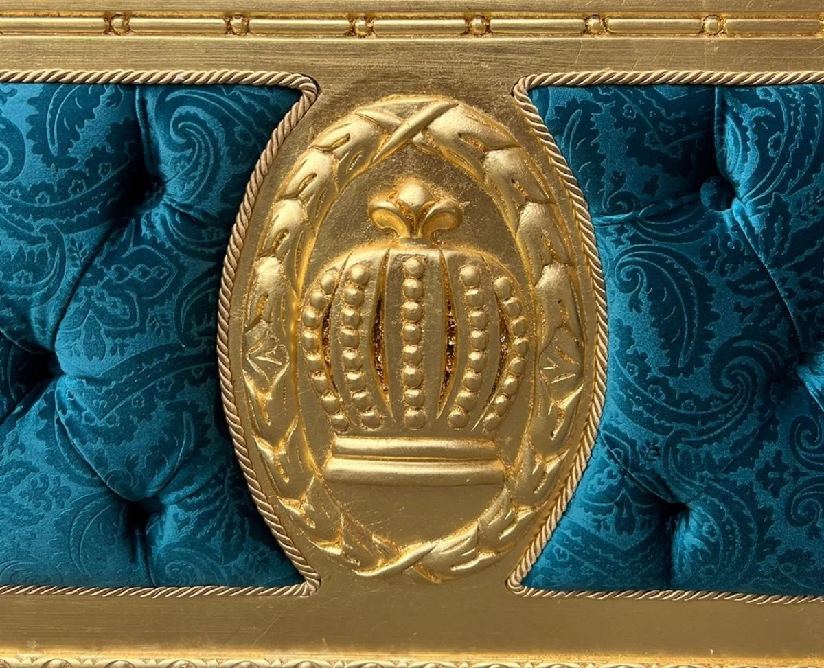 Pompöös by Luxury Baroque Double Bed Turquoise Pattern / Gold - Pompöös Baroque Bed designed by Harald Glööckler - Bedroom Furniture in Baroque Style - Baroque Furniture - Noble & Magnificent