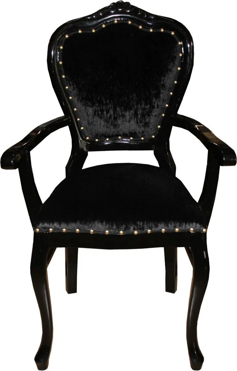 Baroque luxury chair with armrests black / black