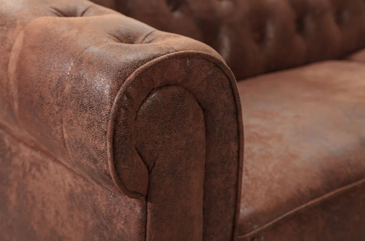 Chesterfield Corner Sofa Left Antique Brown - Microfiber Living Room Sofa - Chesterfield Living Room Furniture