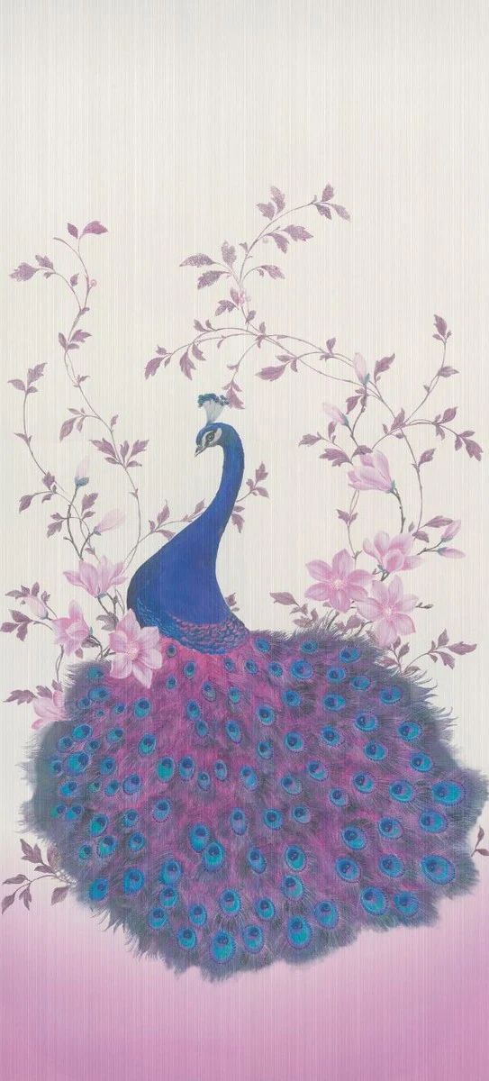 Harald Glööckler designer baroque non-woven wallpaper 58512 - peacock - cream / purple / multicolored